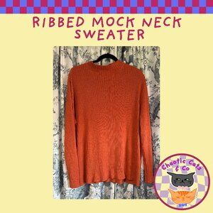 Ribbed Mock Neck Knit Sweater